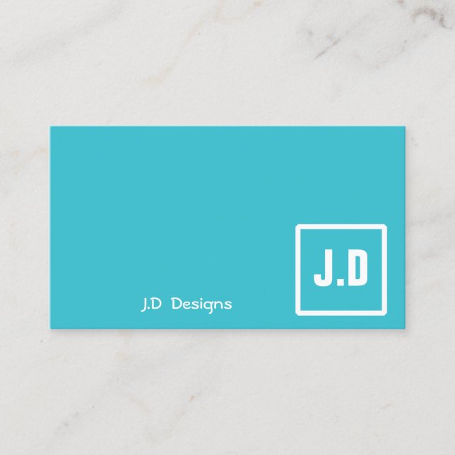 Customisable Blue Monogram Business Cards (Front)