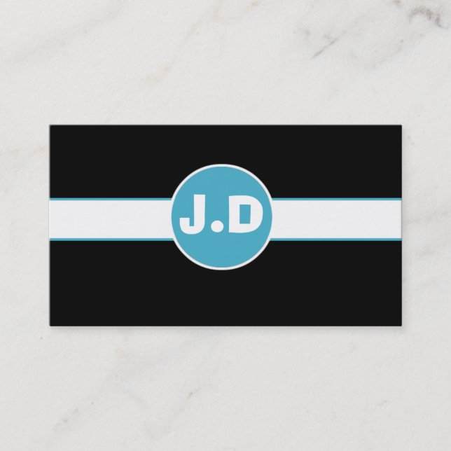 Customisable Blue Monogram Business Cards (Front)