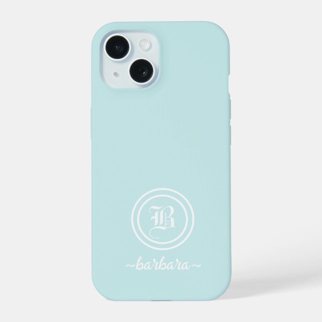 Customisable Blue Monogram & Name Phone Case (Back)