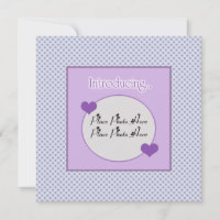 Customisable Blue Purple Birth Announcement