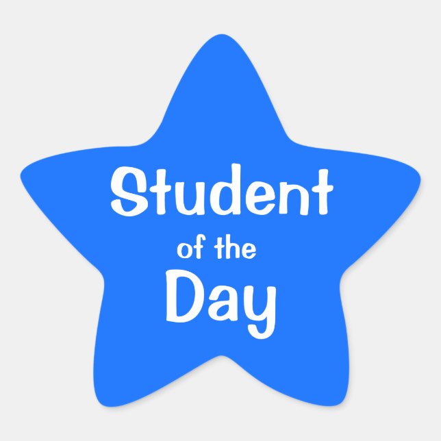 Customisable Blue Star Student Of The Day Sticker (Front)