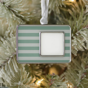 Customisable Blue Stripes Silver Plated Framed Ornament