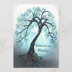 Customisable Blue Tree of Life Wedding Invitation