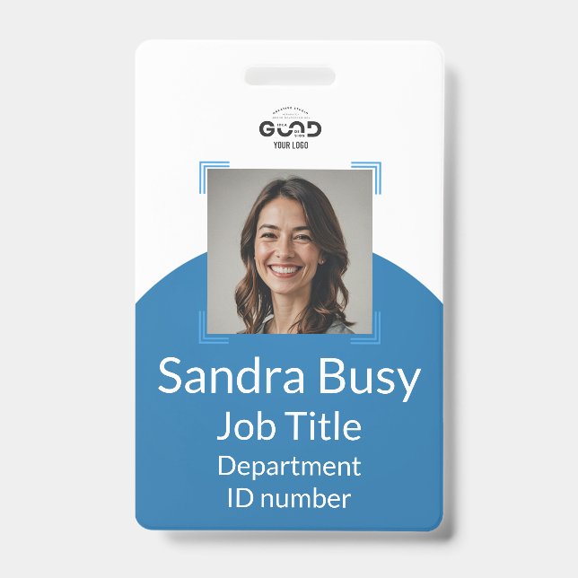 Customisable Blue Vertical Staff ID Badge  (Front)