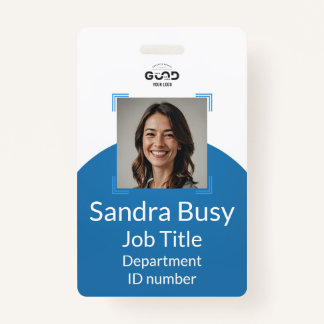 Customisable Blue Vertical Staff ID Badge