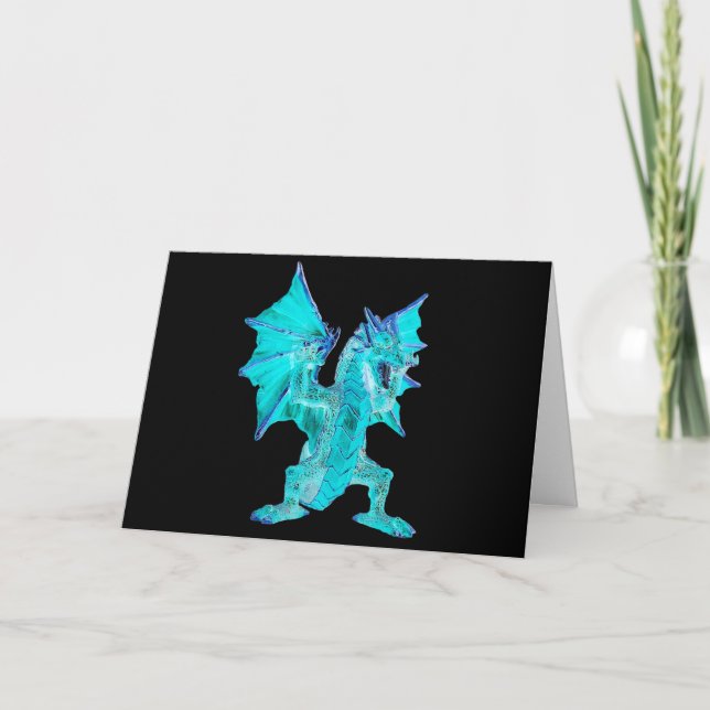 Customisable Blue Water Dragon Fantasy Art Card (Front)