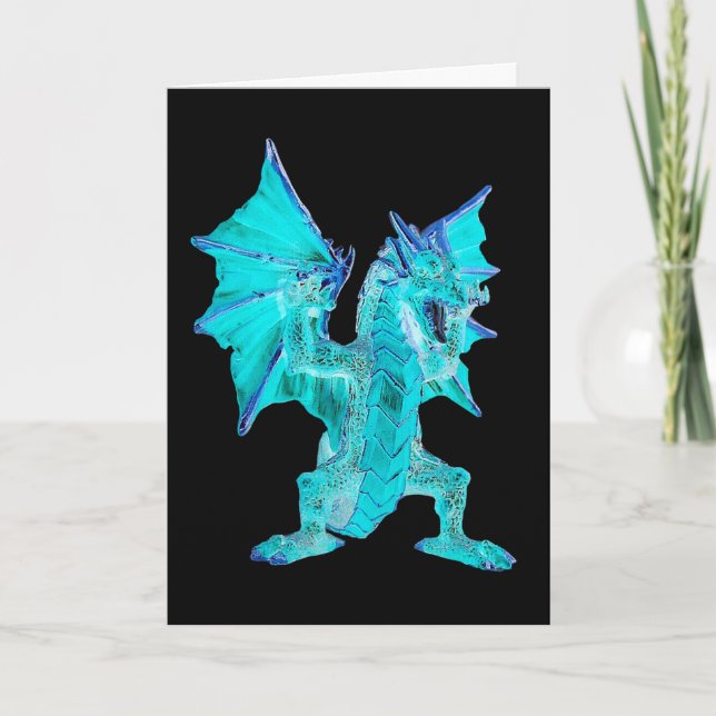 Customisable  Blue Water Dragon Fantasy Art Card (Front)