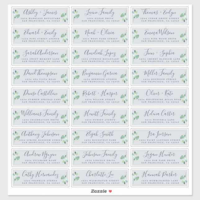 Customisable Blue Wedding Guest Address Labels (Sheet)