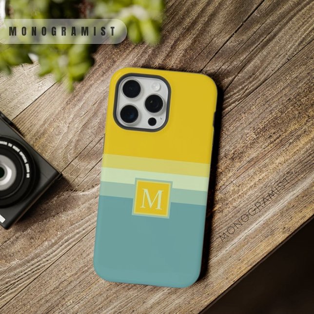 Customisable Blue White Yellow Colour Block iPhone Case (Customizable Blue White Yellow Color Block iPhone Case)