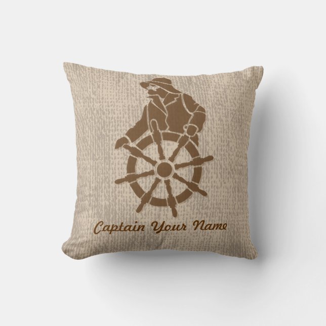 Customisable Boat Captain's Throw Pillow (Front)