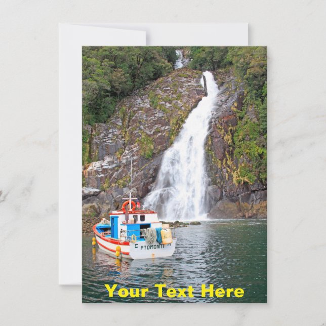 Customisable boat & waterfall card (Front)