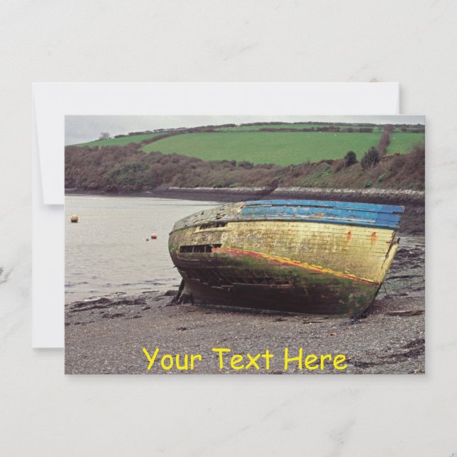 Customisable boat wreck, Cornwall, UK Card (Front)