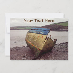 Customisable boat wreck, Cornwall, UK Card