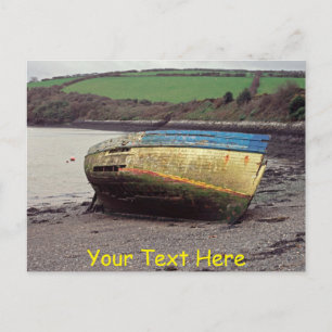 Customisable boat wreck, Cornwall, UK Postcard