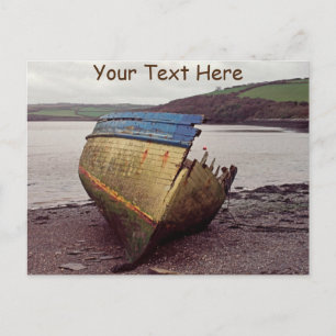 Customisable boat wreck, Cornwall, UK Postcard