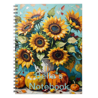 Customisable Boho, Bohemian Sunflowers, Sunflower, Notebook
