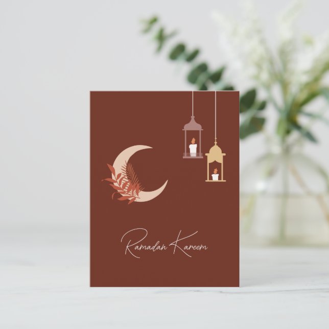 Customisable Boho Islamic Ramadan Kareem  Holiday Postcard (Standing Front)