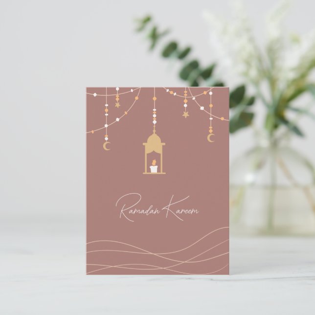Customisable Boho Islamic Ramadan Kareem  Holiday Postcard (Standing Front)