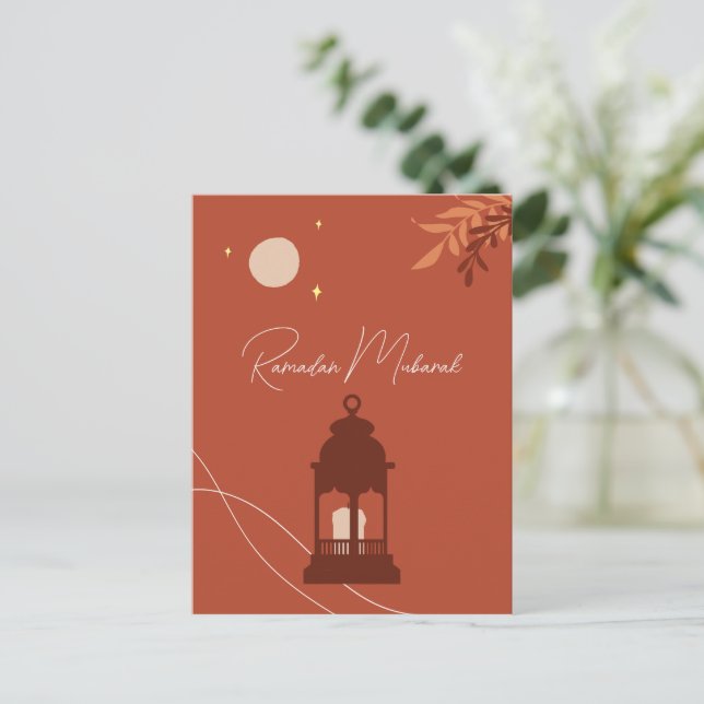 Customisable Boho Islamic Ramadan Mubarak  Holiday Postcard (Standing Front)