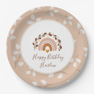 Customisable Boho Rainbow Happy Birthday Plates