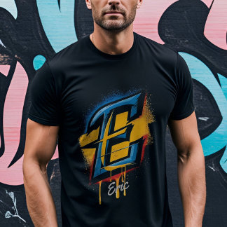 Customisable Bold Graffiti Letter 'E' Initial T-Shirt
