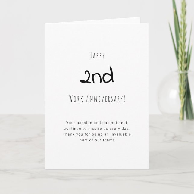 Customisable Bold Year Work Anniversary Card (Front)