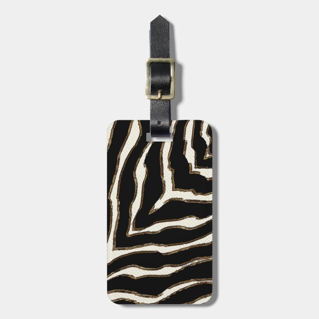 Customisable Bold Zebra Print Pattern Luggage Tag (Front Vertical)