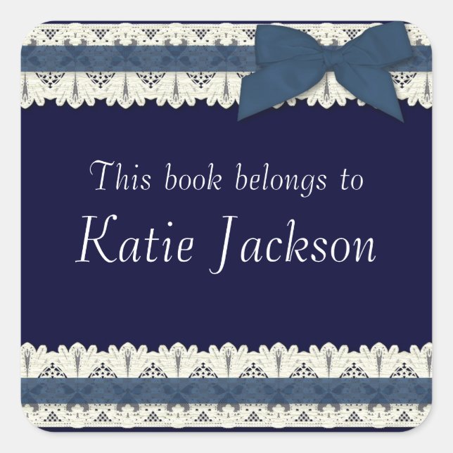 Customisable book belongs to blue bow stickers (Front)