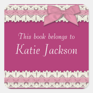 Customisable book belongs to pink bow stickers