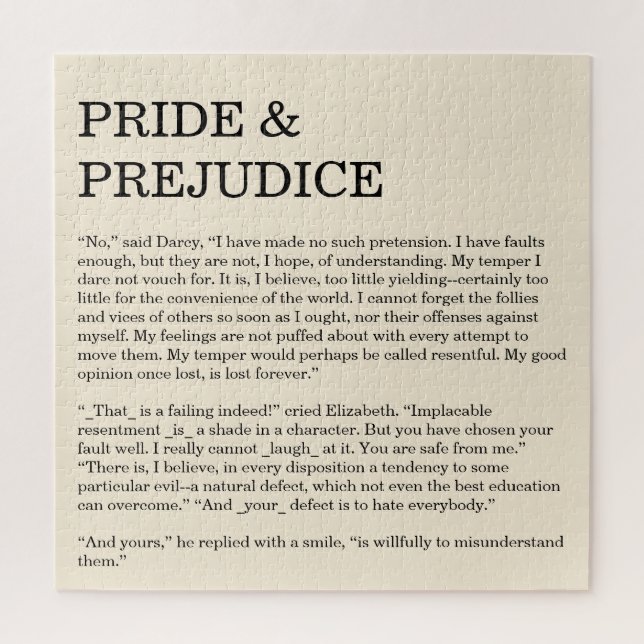 Customisable Book Quote Jane Austen Jigsaw Puzzle (Vertical)