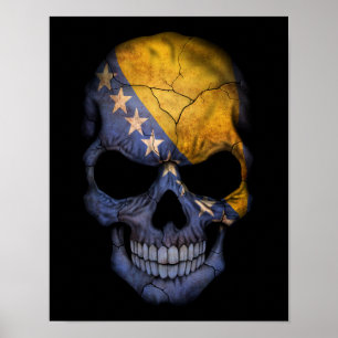 Customisable Bosnian Flag Skull Poster