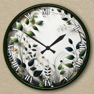 Customisable Botanical Nature-Inspired Round Clock