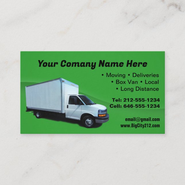 Customisable Box Truck Business Card  (Front)