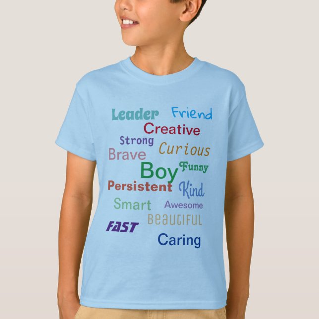 Customisable "Boy" Adjective T-Shirt (Front)