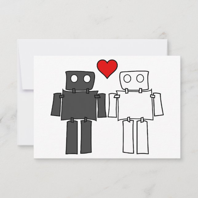 Customisable Boy Bots in Love  Thank You Card (Front)