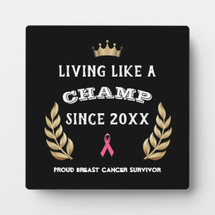 Customisable Breast Cancer Survivor laurel leaves Plaque