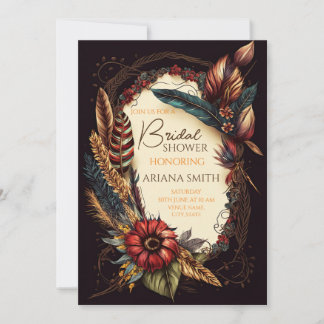 Customisable Bridal Shower Card in Boho Style