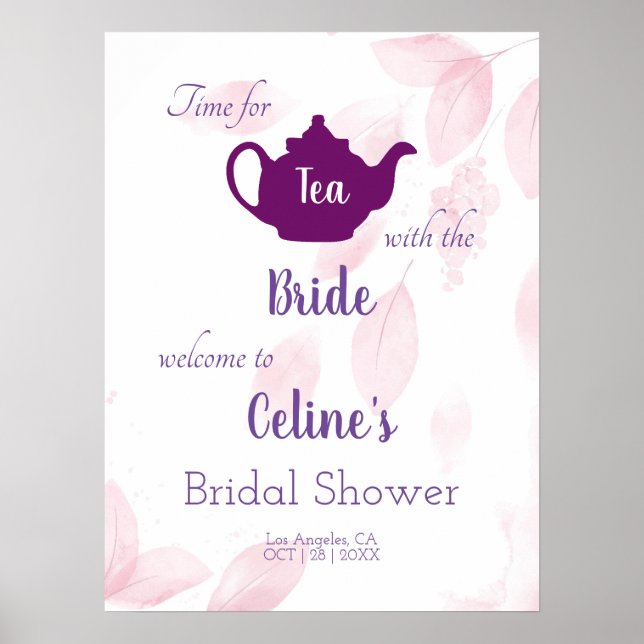 Customisable Bridal Tea Party Sign (Front)