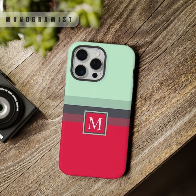Customisable Bright Blue Grey Pink Red Colour Bloc iPhone Case (Customizable Bright Blue Grey Pink Red Color Block iPhone Case)