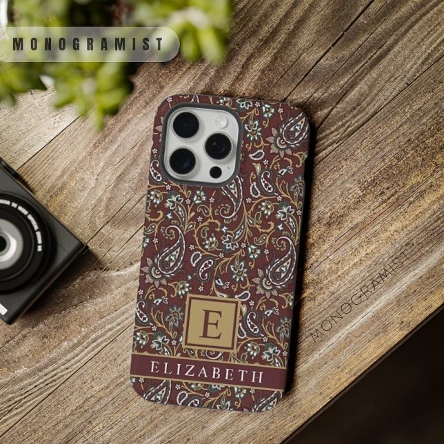 Customisable Brown Grey White Paisley Pattern iPhone Case (Customizable Brown Grey White Paisley Pattern iPhone Case)
