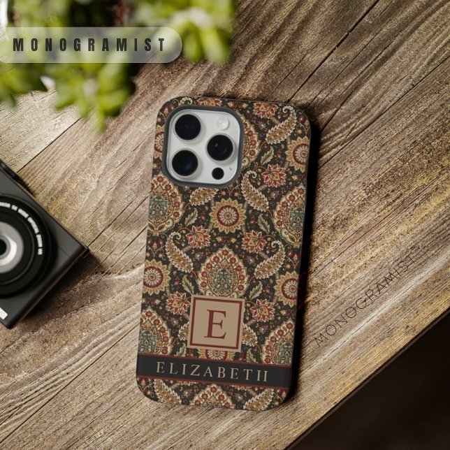 Customisable Brown Peach Pink Paisley Pattern iPhone Case (Customizable Brown Peach Pink Paisley Pattern iPhone Case)