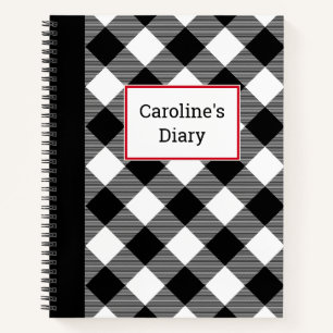 Customisable Buffalo Plaid Diary Notebook