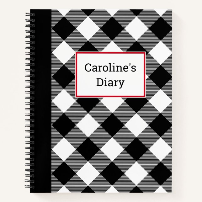 Customisable Buffalo Plaid Diary Notebook (Front)