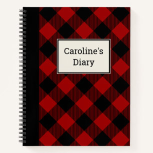 Customisable Buffalo Plaid Diary Notebook