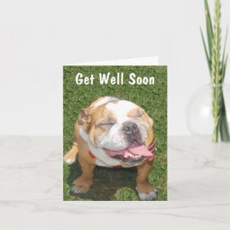 Customisable Bull Dog Get Well Card