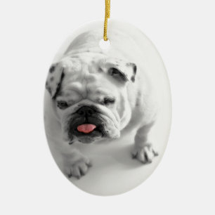 Customisable Bulldog Ceramic Tree Decoration