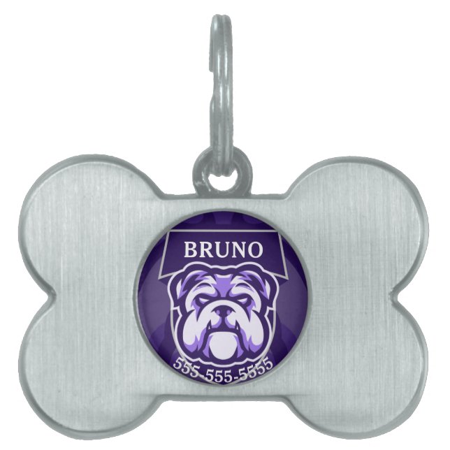 Customisable Bulldog  Pet ID Tag (Front)