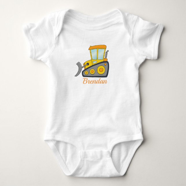 Customisable Bulldozer Baby Bodysuit (Front)