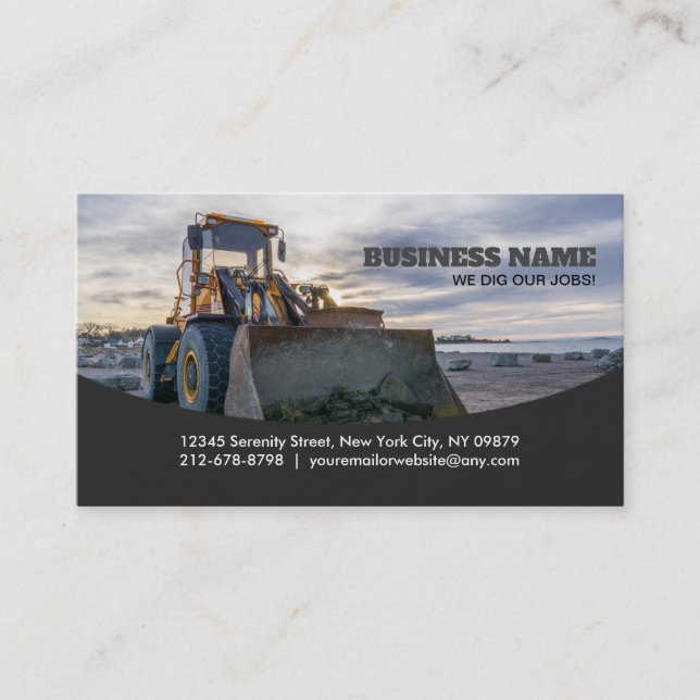 Customisable Bulldozer Business Cards (Front)