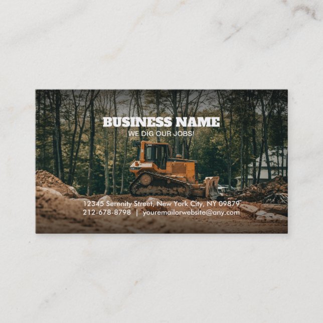 Customisable Bulldozer Business Cards (Front)